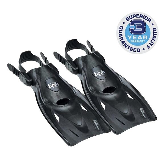 Open Heel Snorkel Fin W/Sil Strap Size Medium 3-8 Black New - Picture 1 of 4